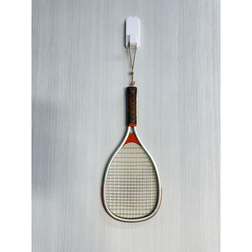 Vintage Aluminum Racquetball Racket Silver Orange Leather Grip Taiwan Retro